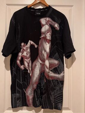 Lot29 X DC  Comic Graphic T-Shirt Mens XXL Black Grey Print  Flash Building Red